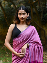 Women's Pink Cotton Blend Saree