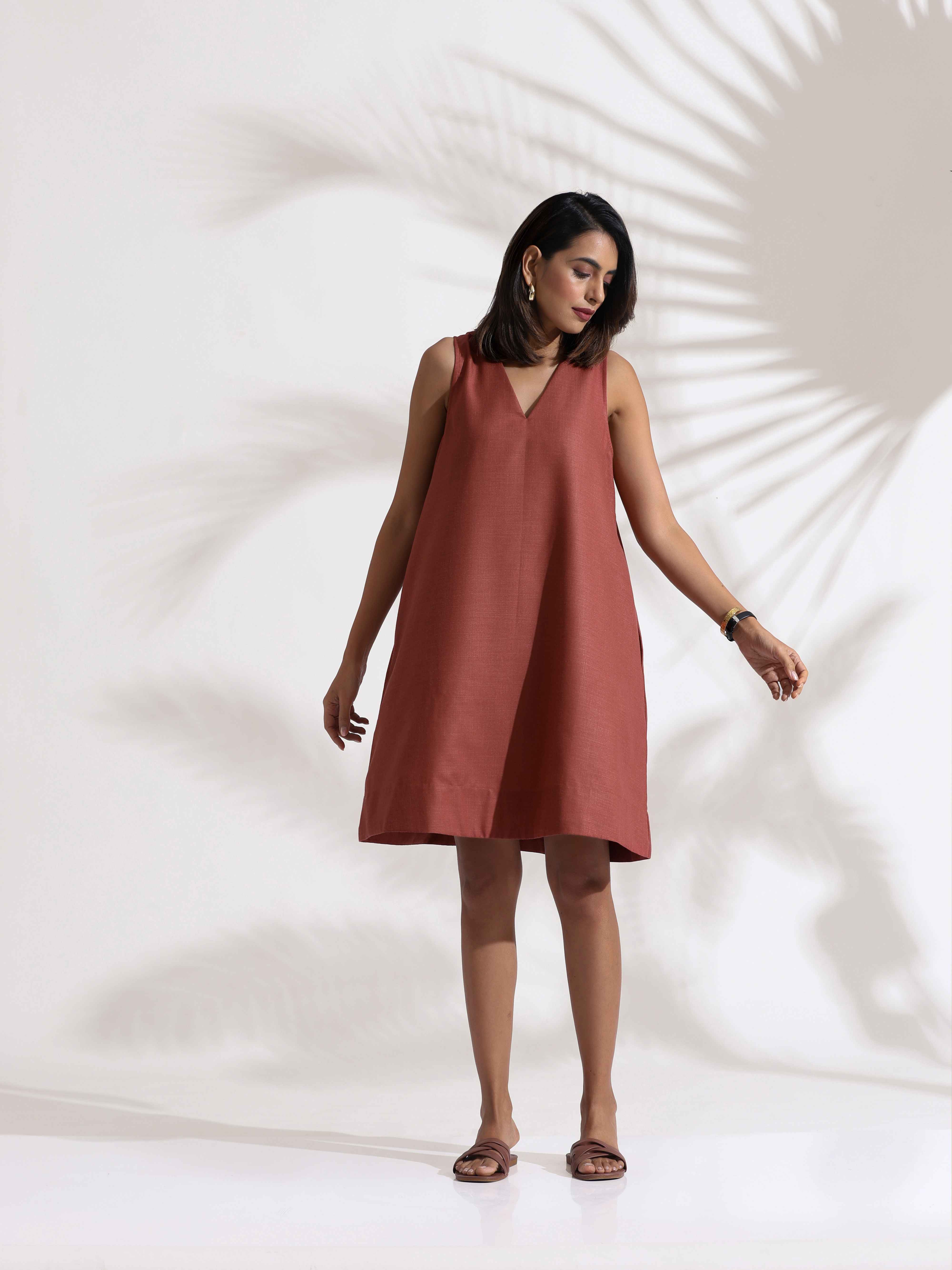 Women's Pink Slub Dress
