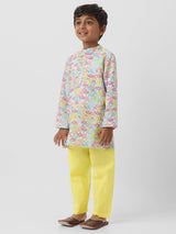 Boys Multicolor Cotton Patti Emebellishment Kurta With Gota