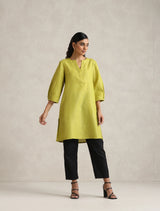 Women's Green Cotton Blend Short Kurta