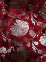 Women's Red Silk Georgette Saree with Blouse Piece