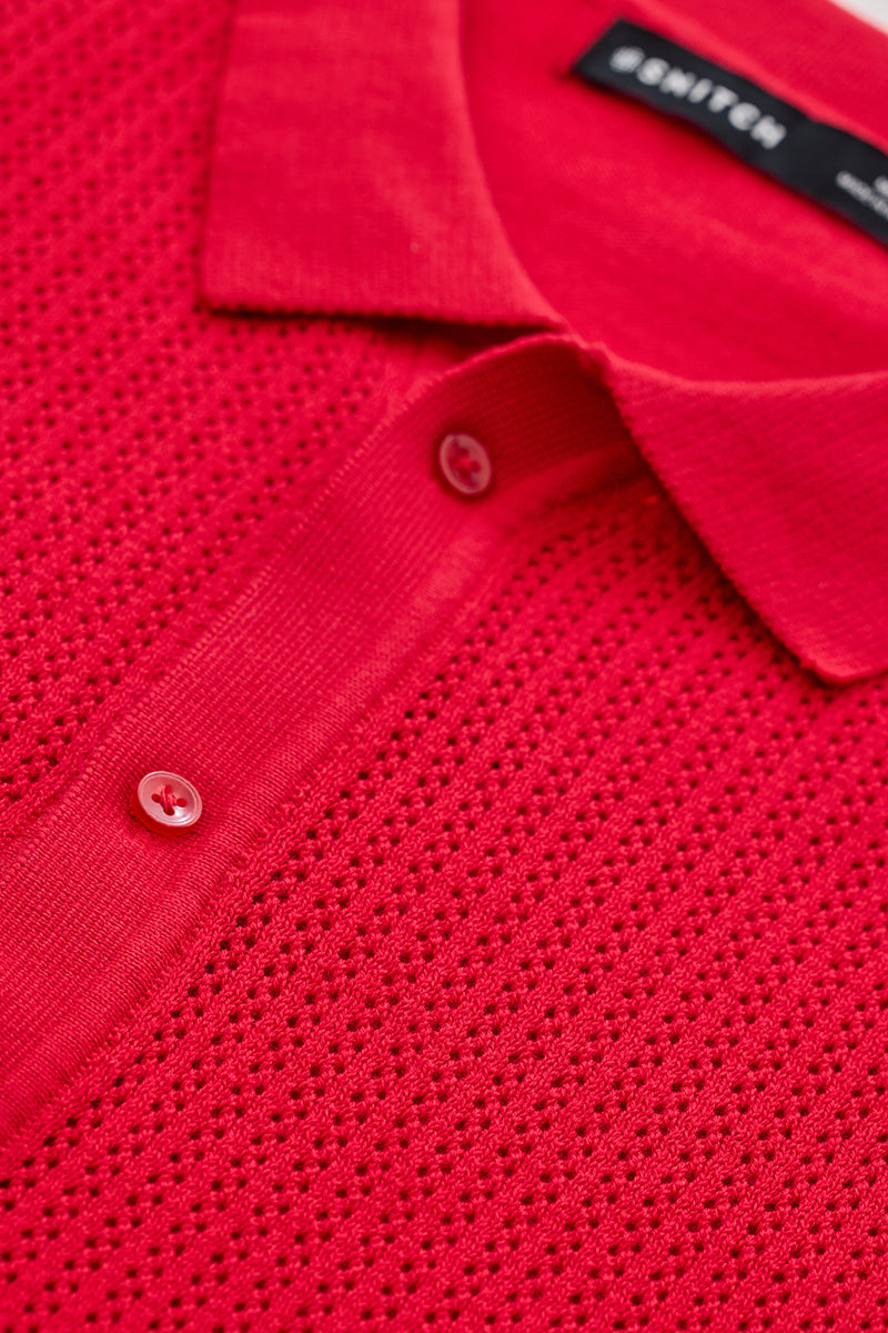 Men's Red Casual Slim Fit Shirt