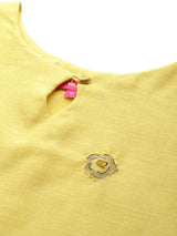 Women's Yellow Round Neck Floral Printed Embroidered Kurta Set