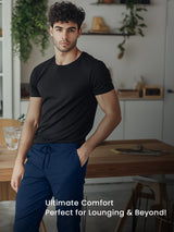 Men's Blue Cotton Regular Knit Solid Jogger