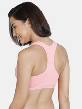 Girls Pink Double Layered Non Wired Full Coverage Racerback Beginner Sports Bra - Pack of 2
