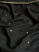 Women's Black Mul Cotton Saree