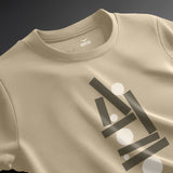 Men's Beige Half Sleeves Graphic Printed Cotton Tshirt