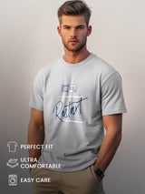 Men's Grey Half Sleeves Graphic Printed Cotton Tshirt