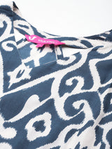 Women's Ikat Printed Pure Cotton Kurta With Palazzos