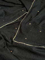 Women's Black Mul Cotton Saree