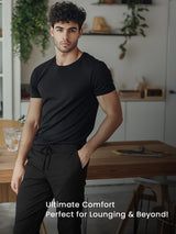 Men's Black Cotton Regular Knit Solid Jogger