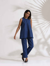 Women's Blue Slub Co-ord Set