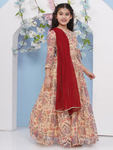 Girls Printed Ready to Wear Lehenga and Blouse with Dupatta