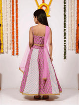 Girls Pink Festive Sleeveless Cotton Comfort & Style Lehenga Cholis Set