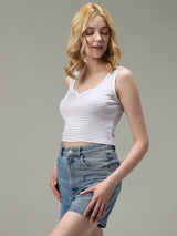 Women's Purple Casual Fitted Striped Top