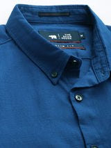 Men's Blue Casual Solid Slim Fit Full Sleeves Shirt