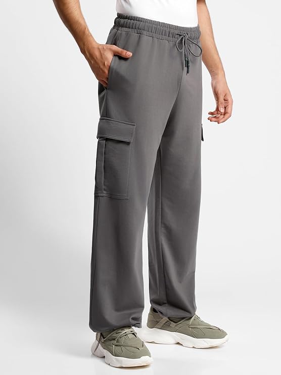 Men's Grey Cotton Tapered Knit Solid Jogger