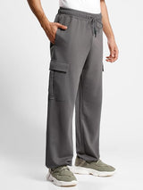 Men's Grey Cotton Tapered Knit Solid Jogger