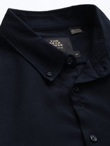 Men's Navy Casual Solid Slim Fit Full Sleeves Shirt