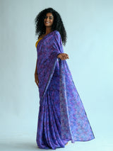 Women's Purple Cotton Blend Saree