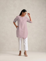 Women's Pink Cotton Blend Short Kurta