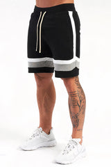 Men Black Cotton Regular Outdoor Solid Shorts
