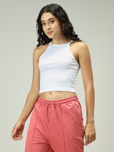 Women's White Casual Fitted Solid Top