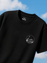 Men's Black Casual Oversize Printed Half Sleeves Tshirt