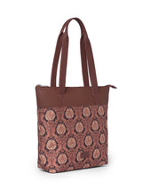 Women's Brown Vegan Leather Finish Tote Bag - 15.5L