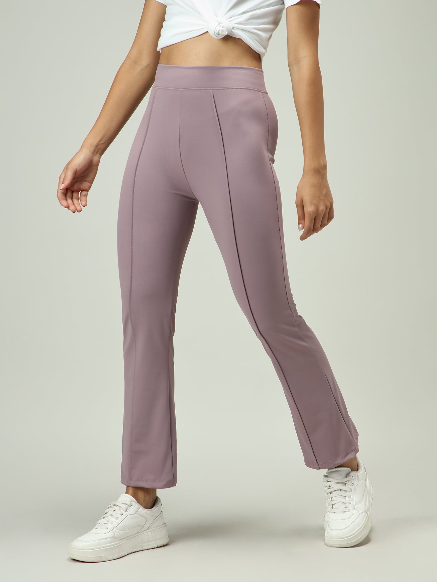 Women's Purple Casual Regular Fit Solid Trouser