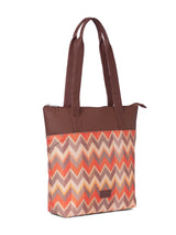 Women's Orange Vegan Leather Finish Tote Bag - 15.5L