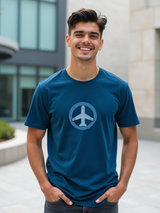 Men's Blue Half Sleeves Graphic Printed Cotton Tshirt