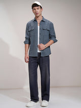 Men's Blue Casual Comfort Opaque Full Sleeves Shirt