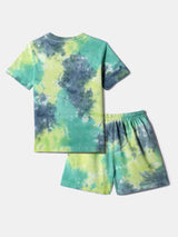 Boys Multicolor Cotton Tie and Dye Tshirt and Short Set