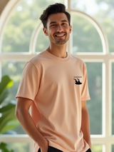 Men's Pink Half Sleeves Graphic Printed Cotton Tshirt