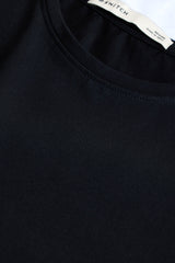 Men's Black Casual Solid Slim Fit 4-Way Stretch Half Sleeves T-Shirt