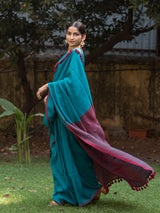 Women's Blue Cotton Acrylic Saree