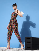 Women's Black Casual Elasticated Ethnic Dhoti Jumpsuit