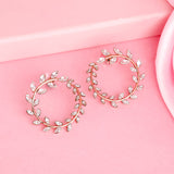 Women's Rose Gold Plated Circular Stud Earrings with Crystals