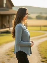 Women's Grey Shrug Stylish Open Front Long Sleeve Shrug