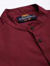 Men's Slim Fit Solid Full Sleeves Mandarin Collar Casual Shirt