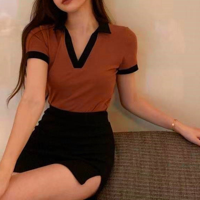 Women's Brown Casual Slim Fit Solid Top