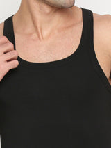 Men's Black Solid Round Neck Vest
