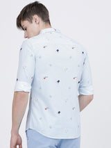 Men's Slim Fit Striped Full Sleeves Cutaway Collar Casual Shirt