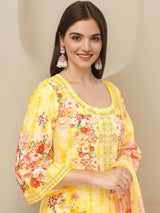 Women's Yellow 3 Pieces Kurta Set