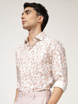 Men's Red Casual Regular Fit Printed Full Sleeves Shirt