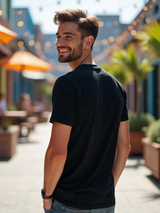 Men's Black Casual Regular Printed Half Sleeves Tshirt