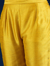 Women's Yellow Vichitra Bead Embellished Round Neck Kurta Set