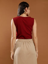 Women's Casual Solid Maroon Top