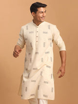 Men's Cream Festive Ethnic Full Sleeves Kurta